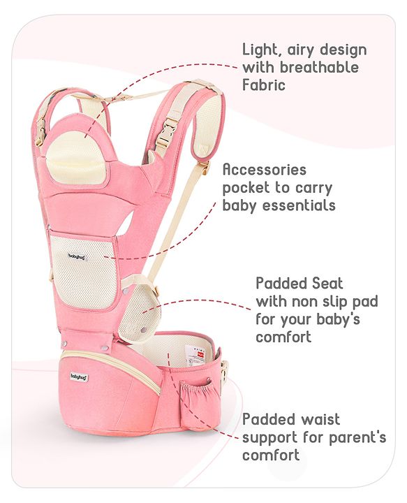 Babyhug Delight Cotton Hip Seat Cum Baby Carrier- Peach