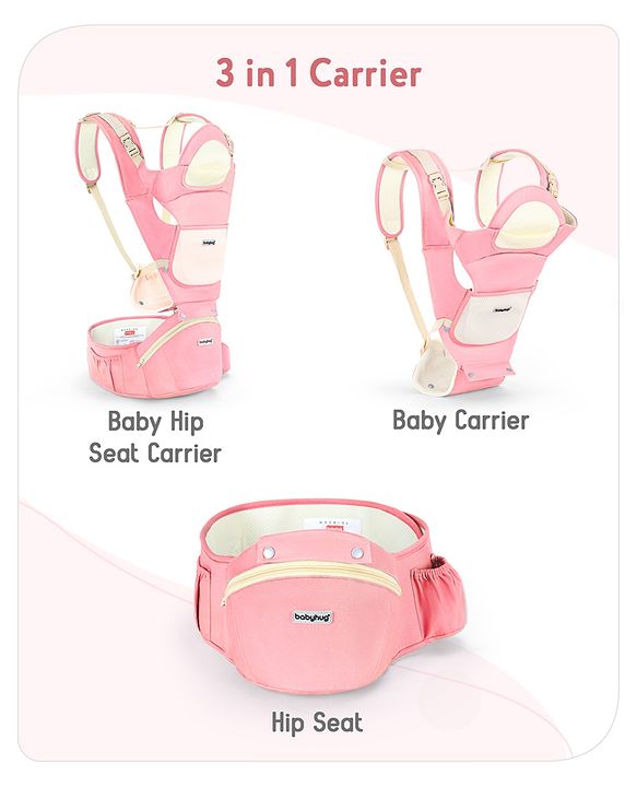 Babyhug Delight Cotton Hip Seat Cum Baby Carrier- Peach