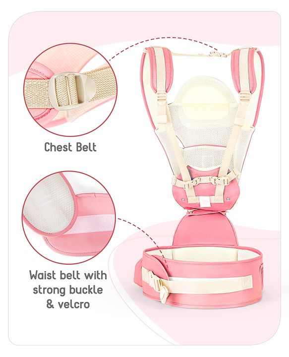 Babyhug Delight Cotton Hip Seat Cum Baby Carrier- Peach