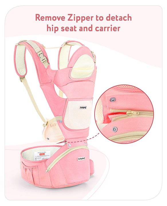 Babyhug Delight Cotton Hip Seat Cum Baby Carrier- Peach