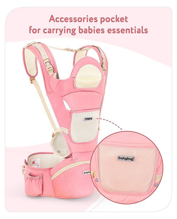 Babyhug Delight Cotton Hip Seat Cum Baby Carrier- Peach
