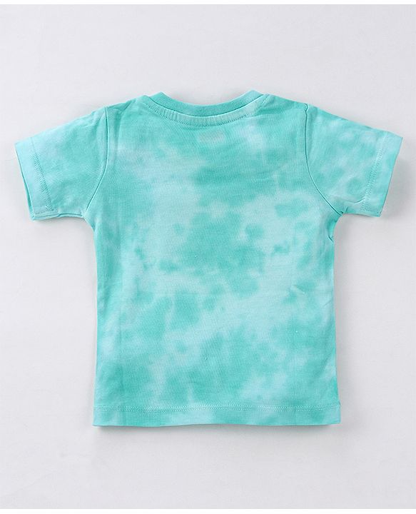 Babyhug Cotton Knit Half Sleeves Tee With Tie & Dye Graphics- Light Green