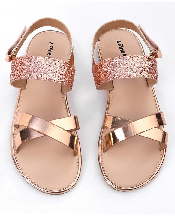 Pine Kids Sandals with Velcro Closure- Golden