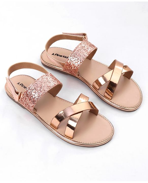 Pine Kids Sandals with Velcro Closure- Golden