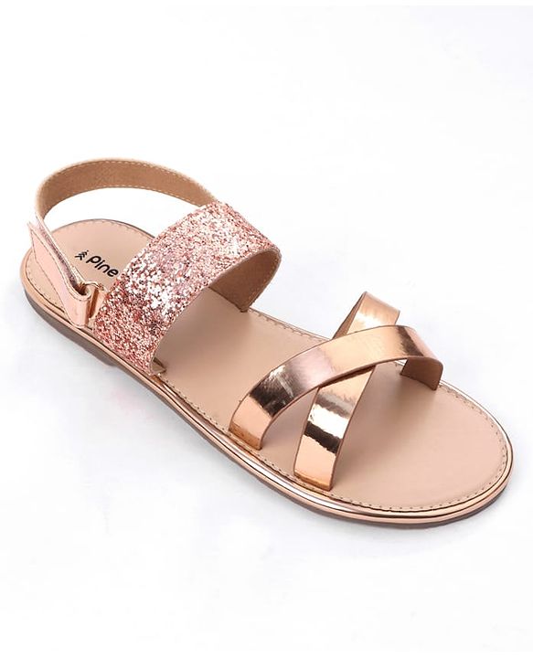 Pine Kids Sandals with Velcro Closure- Golden