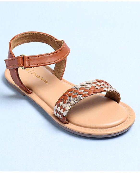 Pine Kids Sandals with Velcro Closure- Brown
