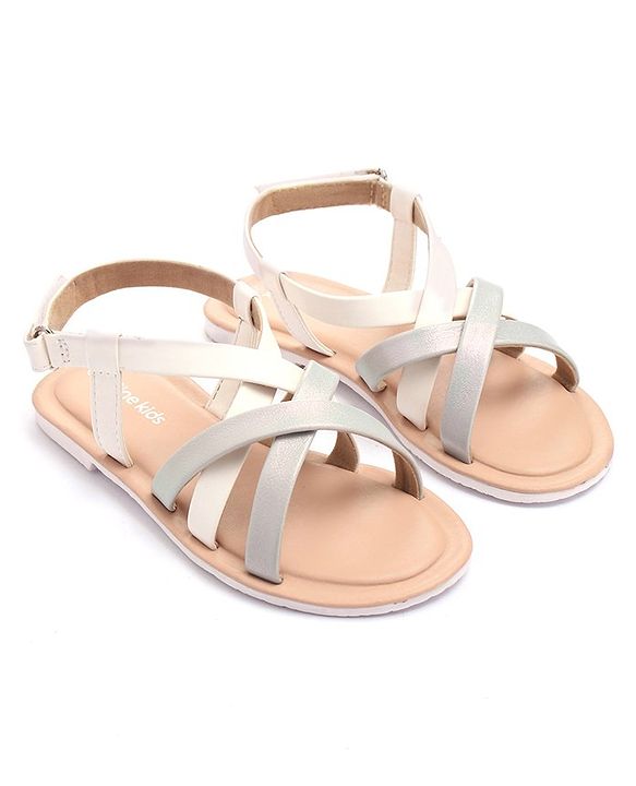 Pine Kids Sandals with Velcro Closure- Silver