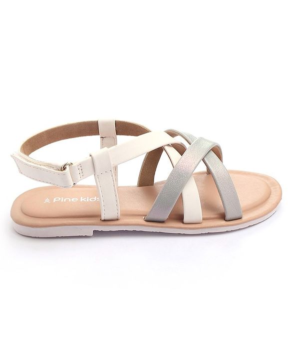 Pine Kids Sandals with Velcro Closure- Silver