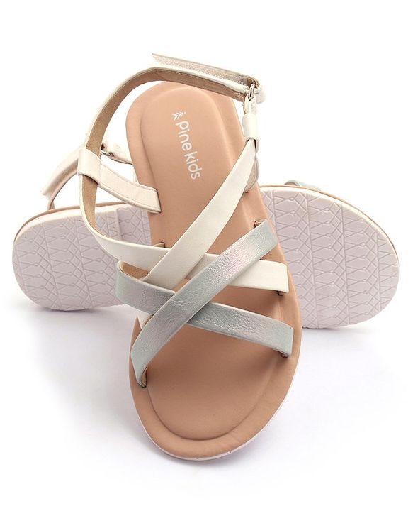Pine Kids Sandals with Velcro Closure- Silver