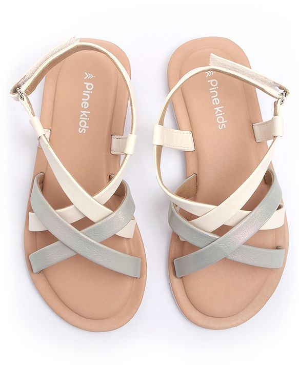 Pine Kids Sandals with Velcro Closure- Silver
