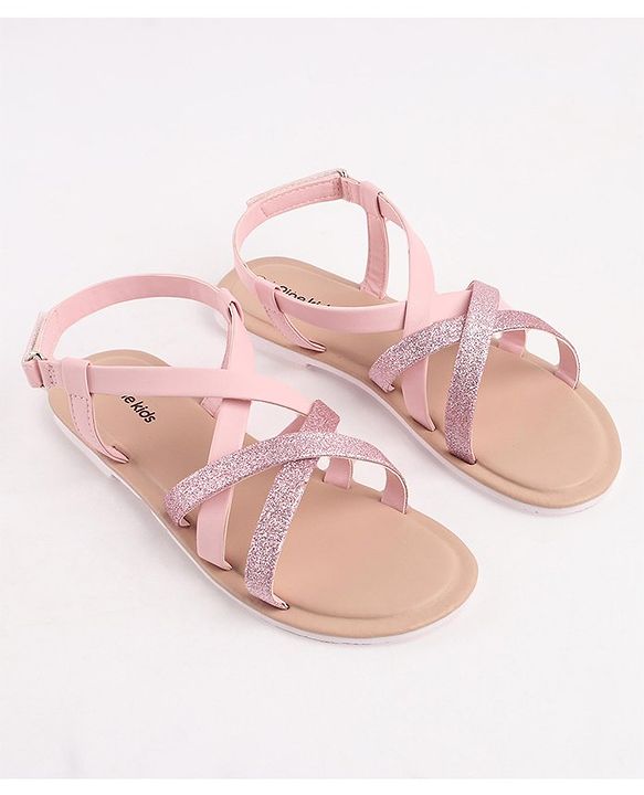 Pine Kids Sandals with Velcro Closure- Silver