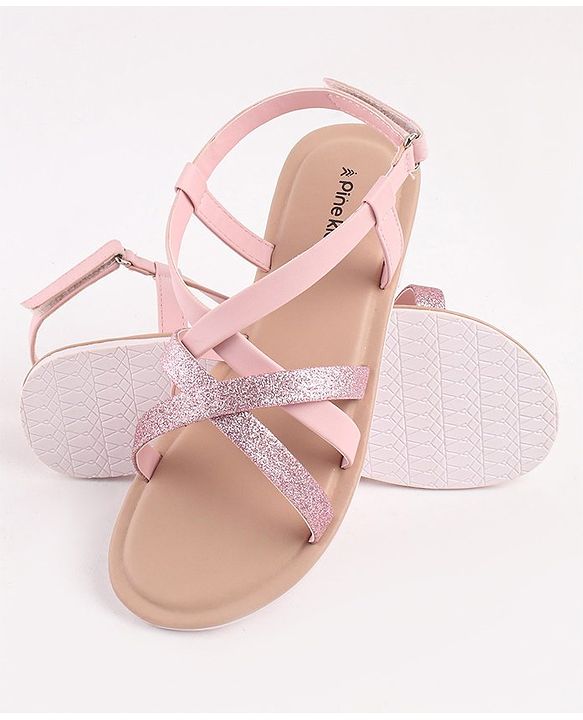 Pine Kids Sandals with Velcro Closure- Silver