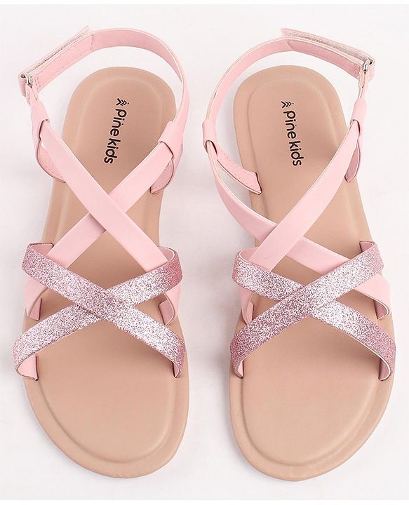 Pine Kids Sandals with Velcro Closure- Silver