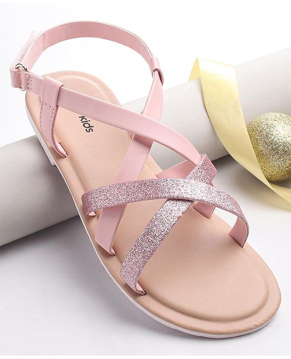 Pine Kids Sandals with Velcro Closure- Silver