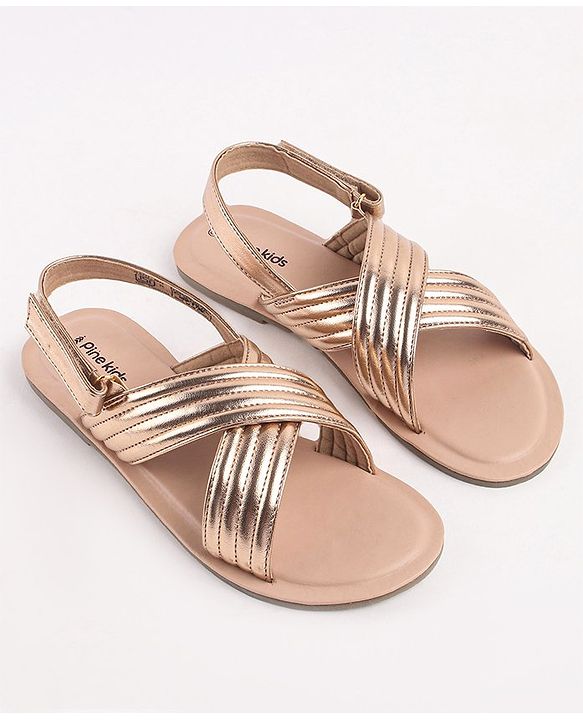 Pine Kids Sandals with Velcro Closure- Peach