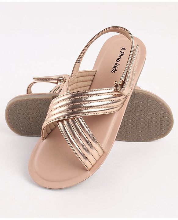Pine Kids Sandals with Velcro Closure- Peach