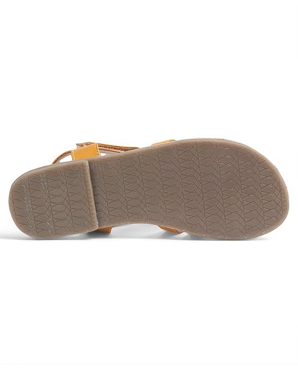 Pine Kids Sandals with Velcro Closure Flower Applique- Yellow