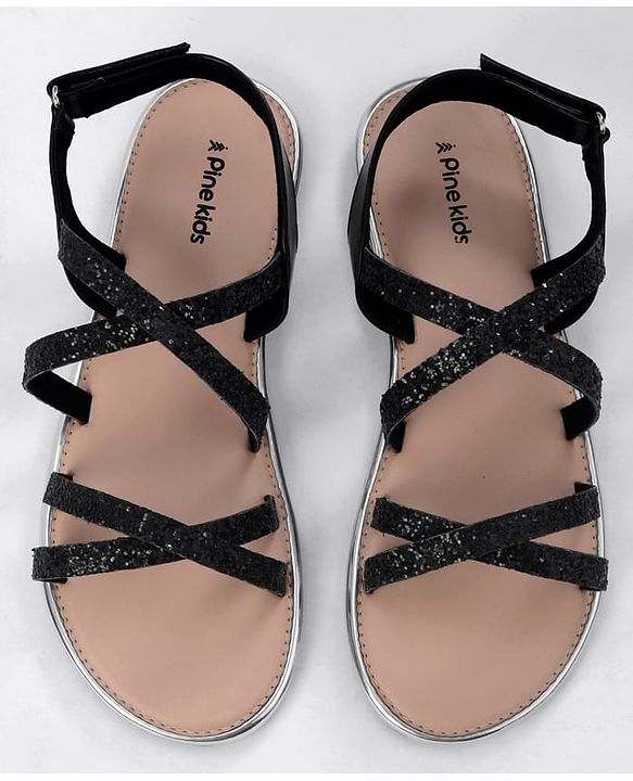 Pine Kids Party Wear Shimmered Sandals - Teal Green