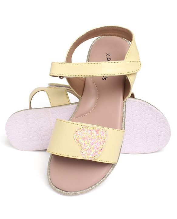 Pine Kids Velcro Closure Sandals with Heart Patch - Blue