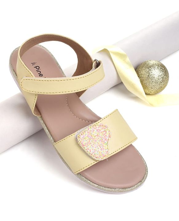 Pine Kids Velcro Closure Sandals with Heart Patch - Blue