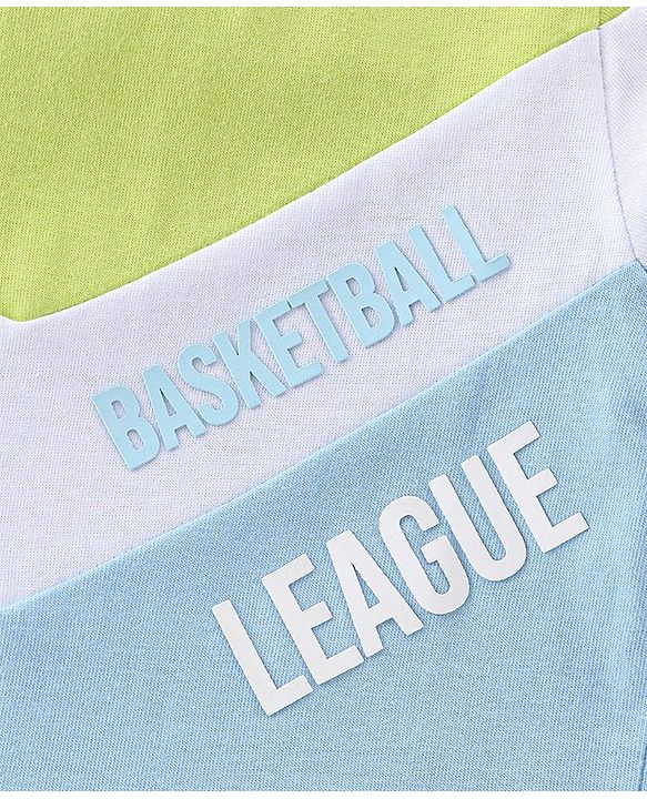 Babyhug Cotton Knit Half Sleeves T-Shirt Text Printed - Green & Blue