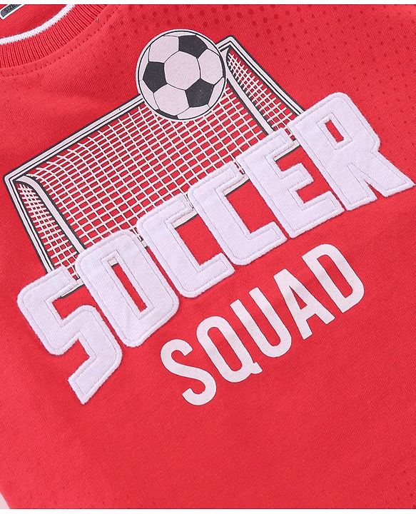 Babyhug 100% Cotton Knit Sleeveless T-Shirt With Text Graphics -Red