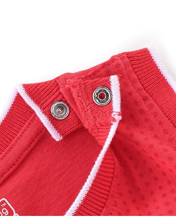 Babyhug 100% Cotton Knit Sleeveless T-Shirt With Text Graphics -Red