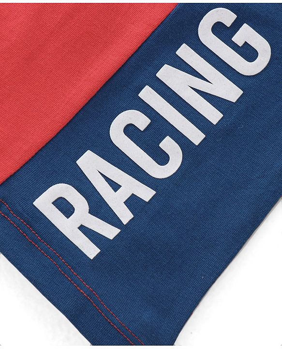 Babyhug Cotton Knit Sleeveless T-Shirt with Text Graphics Print - Red & Navy Blue