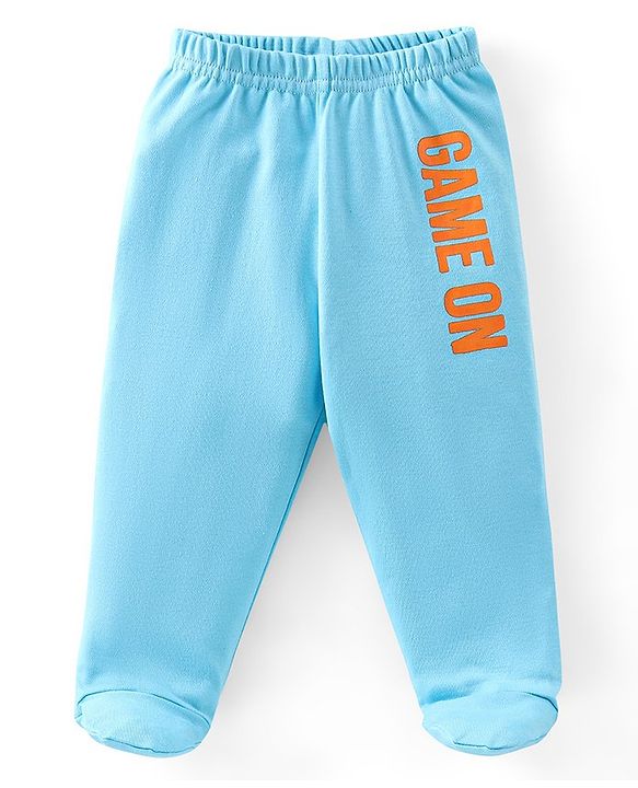 Babyhug Cotton Knit Footed Bootie Leggings Striped Pack of 3 - Blue
