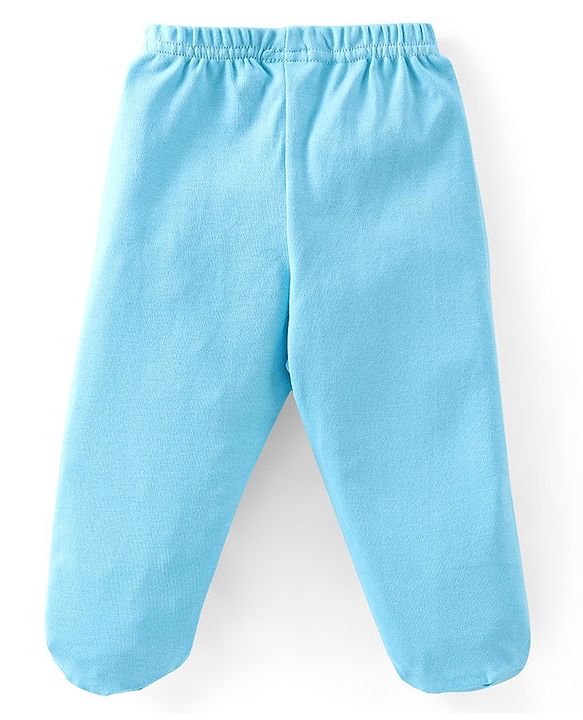 Babyhug Cotton Knit Footed Bootie Leggings Striped Pack of 3 - Blue