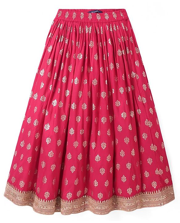Pine Kids Woven Sequin Embroidered Half Sleeves Choli Lehenga Set with Dupatta - Pink