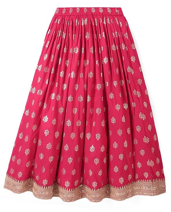 Pine Kids Woven Sequin Embroidered Half Sleeves Choli Lehenga Set with Dupatta - Pink