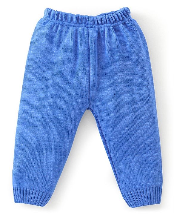 Babyhug Knitted Full Sleeves Sweater Set With Star Design - Navy Blue