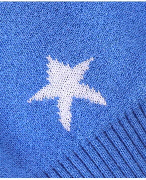 Babyhug Knitted Full Sleeves Sweater Set With Star Design - Navy Blue