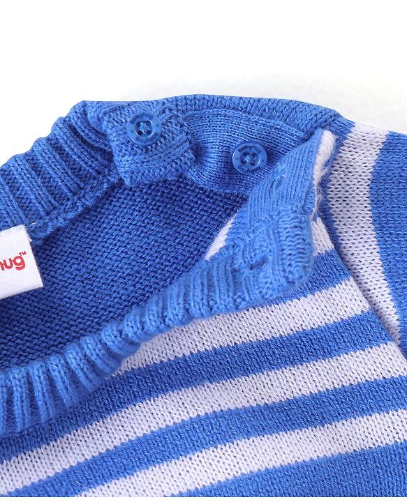 Babyhug Knitted Full Sleeves Sweater Set With Star Design - Navy Blue