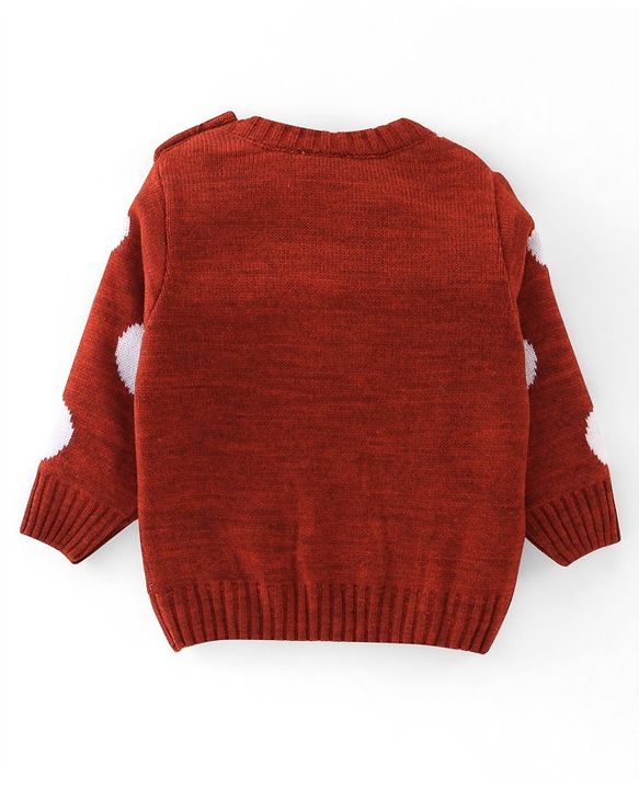 Babyhug Knitted Full Sleeves Sweater  Set With Dots Design - Maroon