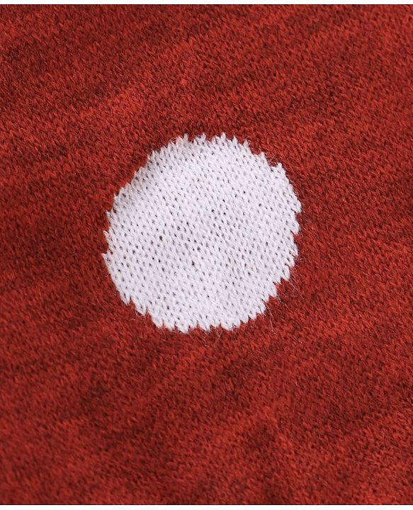 Babyhug Knitted Full Sleeves Sweater  Set With Dots Design - Maroon