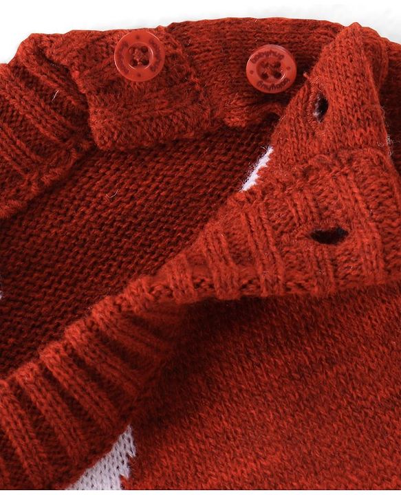 Babyhug Knitted Full Sleeves Sweater  Set With Dots Design - Maroon