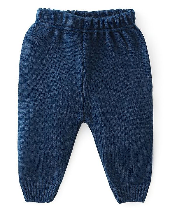 Babyhug Knitted Full Sleeves Sweater Set With Kite Design - Navy Blue & Yellow