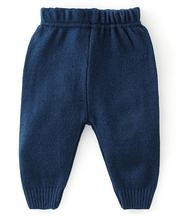 Babyhug Knitted Full Sleeves Sweater Set With Kite Design - Navy Blue & Yellow