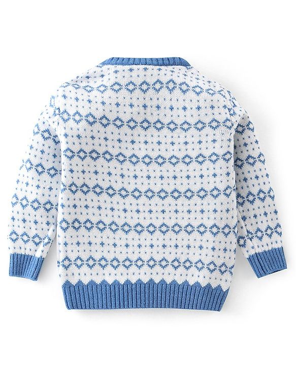 Babyhug Full Sleeves Baby Sweater Set with Square Design - Multicolour