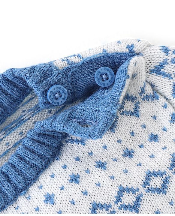 Babyhug Full Sleeves Baby Sweater Set with Square Design - Multicolour