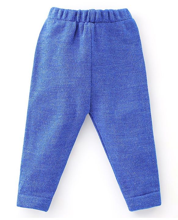 Babyhug Knitted Full Sleeves Striped Design Sweater Set - Blue