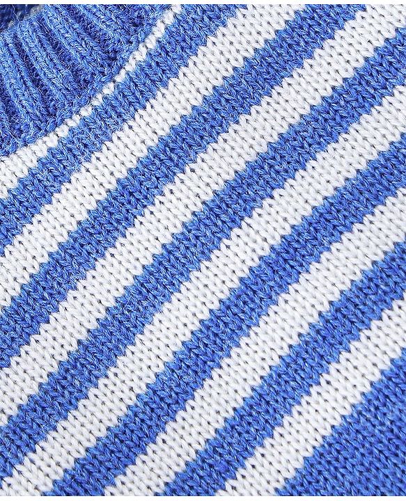 Babyhug Knitted Full Sleeves Striped Design Sweater Set - Blue