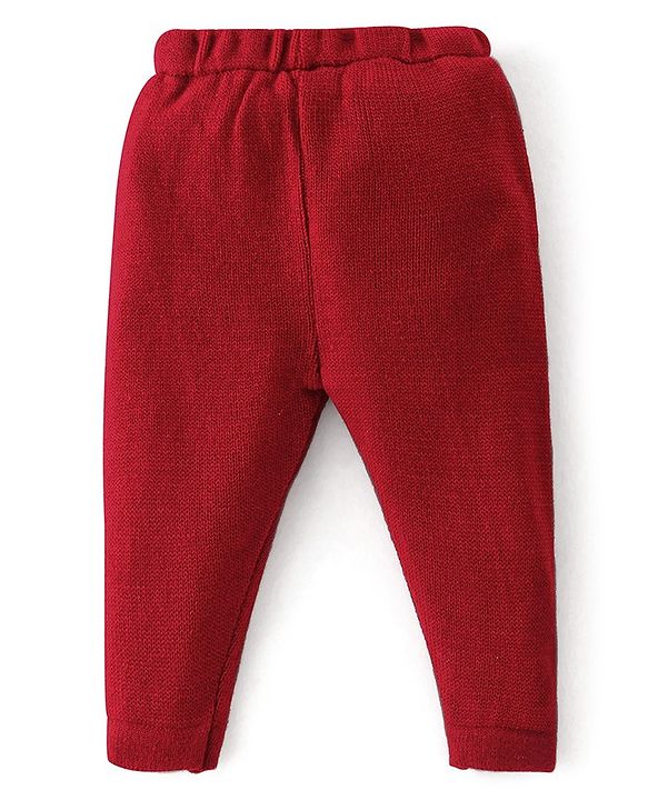 Babyhug Full Sleeves Baby Sweater Set Christmas Theme - Red