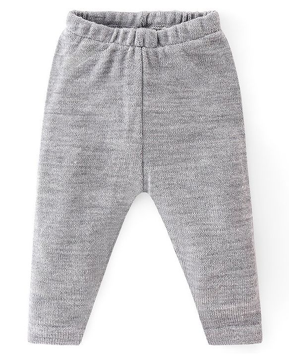 Babyhug Knitted Full Sleeves Sweater Set With Geometric  Design - Navy Blue & Grey