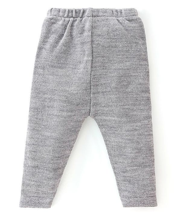 Babyhug Knitted Full Sleeves Sweater Set With Geometric  Design - Navy Blue & Grey