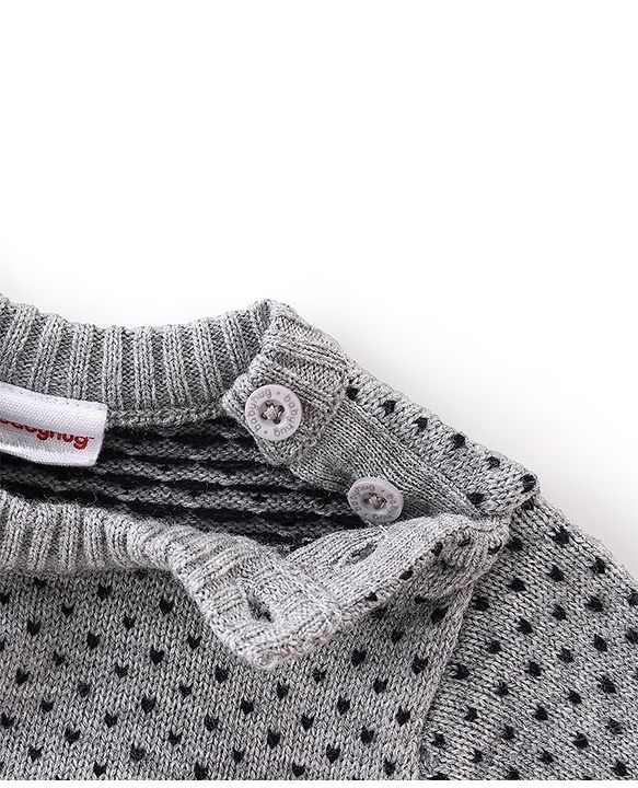 Babyhug Knitted Full Sleeves Sweater Set With Geometric  Design - Navy Blue & Grey