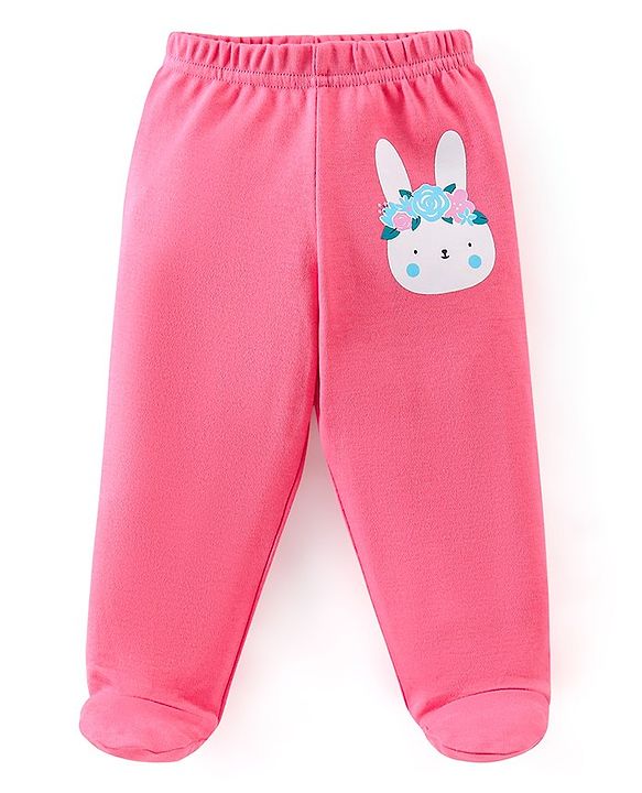 Babyhug Cotton Knit Footed Bootie Leggings Striped Pack of 3 - Blue & Pink