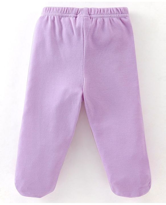 Babyhug Cotton Knit Footed Bootie Leggings Floral Printed Pack of 3 - Pink & Purple